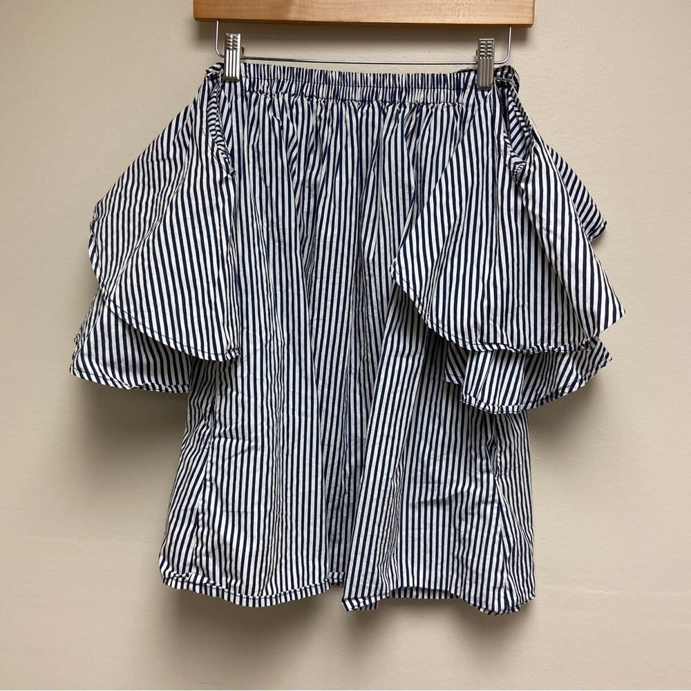 Faithfull the Brand Women Blue White Cotton House Top Louvre Stripe Print Size 2 - Picture 4 of 12